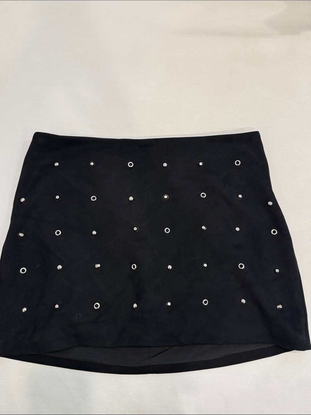 Forever 21 Black Mini Skirt with Silver Eyelet & Stud Details
